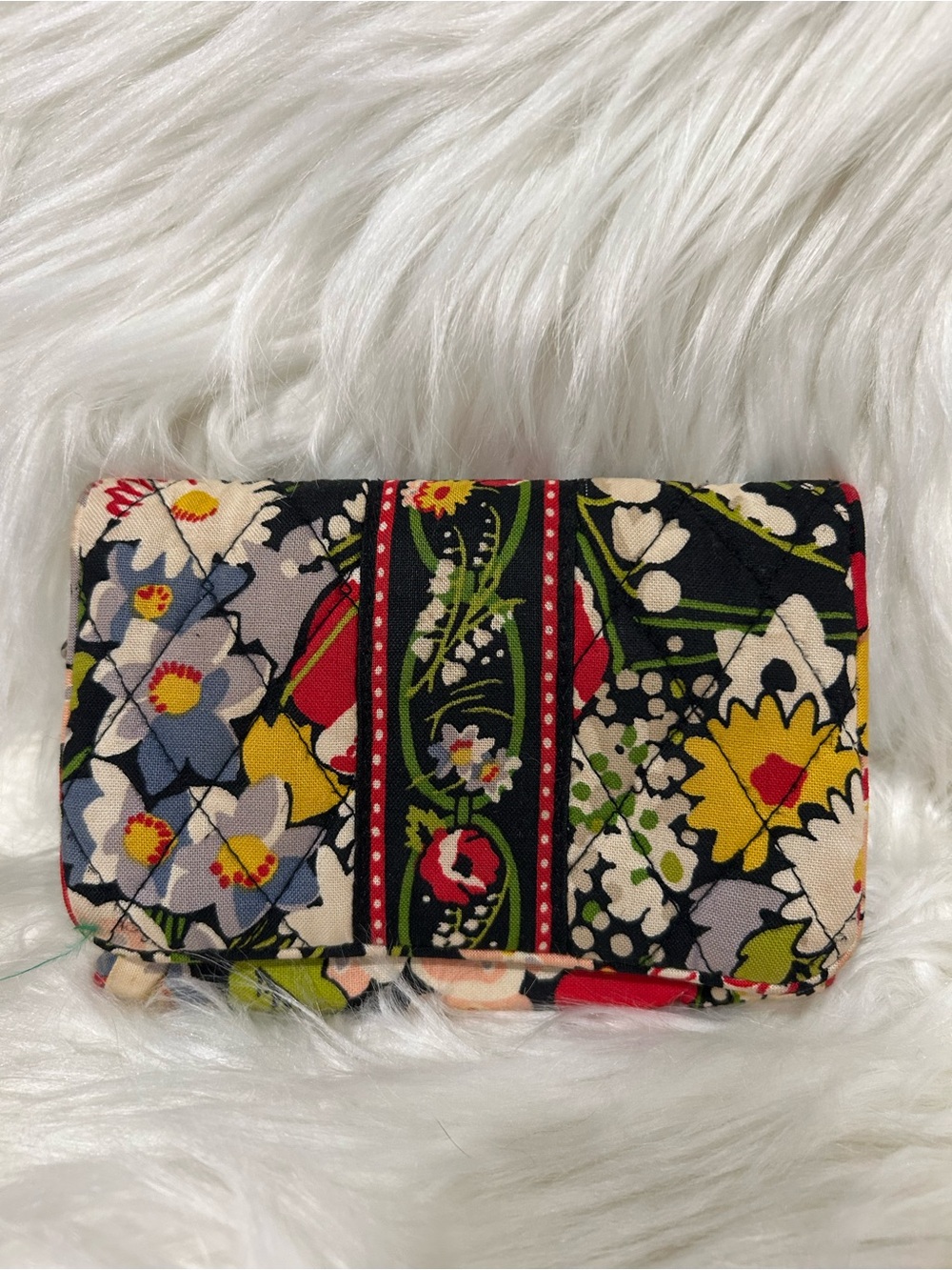 Vera Bradley Floral Quilted Cotton Wallet - Black Multi